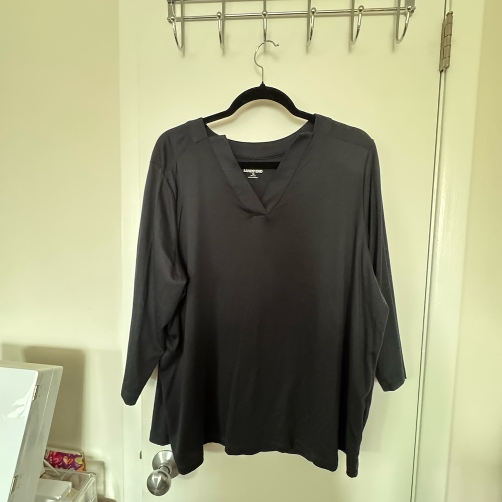 Women's Black 3/4 sleeve lands end Top 1x